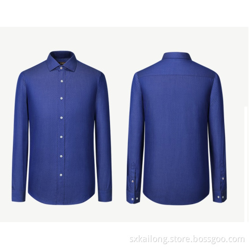 Men`s Cotton Shirt Long Sleeves Navy